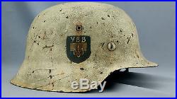 Original Ww2 German M42 Ukranian Volunteers Winter Camo Helmet, Complete