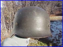 Original Ww2 German M-40 Combat Helmet With Original Liner