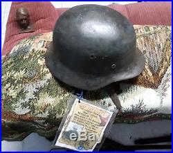 Original Amazing Rare Quality WW 2 German M-35 Helmet with Liner and Certificate