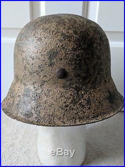 Original Battle Damage WW2 German M42 Tropical Camo Helmet