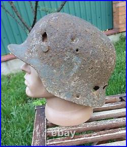 Original German Helmet M40 Relic of Battlefield WW2 World War 2 Damage