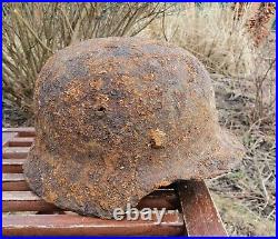 Original German Helmet M40 Relic of Battlefield WW2 World War 2 Liner Decal