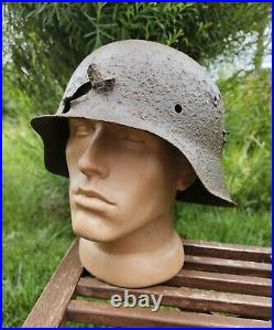 Original German Helmet M42 Headshot Damages Relic of Battlefield WW2 Numbers