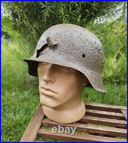 Original German Helmet M42 Headshot Damages Relic of Battlefield WW2 Numbers