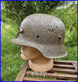 Original German Helmet M42 Headshot Damages Relic of Battlefield WW2 Numbers