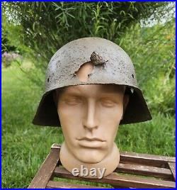 Original German Helmet M42 Headshot Damages Relic of Battlefield WW2 Numbers