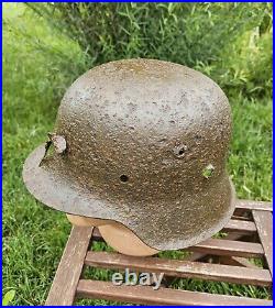 Original German Helmet M42 Headshot Damages Relic of Battlefield WW2 Numbers