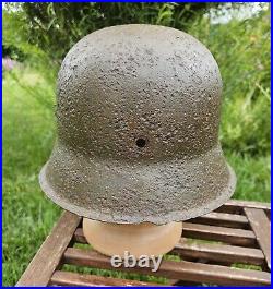 Original German Helmet M42 Headshot Damages Relic of Battlefield WW2 Numbers