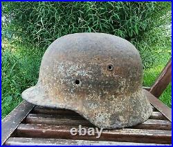 Original German Helmet M42 Relic of Battlefield WW2 World War 2 Number DN88