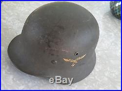 Original German WW2 Helmet with liner and Eagle decal 1940 Schiele Loburg world