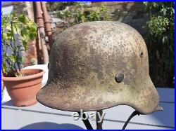Original German WW2 M35 Normandy Camoflage Helmet