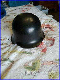 Original German WW2 M42 Helmet stahlhelm Size 64 Black Paint