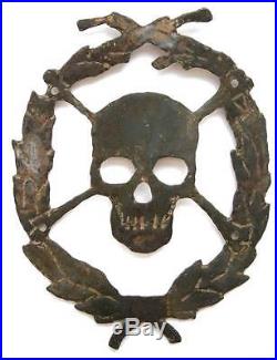 Original German WW2 Skull & Bones in Wreath for HAT or Helmet, 1941 1945 badge