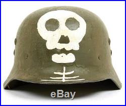 Original German WW2 Skull & Bones in Wreath for HAT or Helmet, 1941 1945 badge