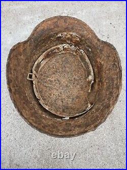 Original German WW2 Winter Cameo M35 Helmet Shell With Liner Band