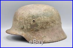 Original German WWII 3 Tone Normandy Camouflaged M35 Helmet WW2