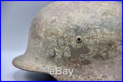 Original German WWII 3 Tone Normandy Camouflaged M35 Helmet WW2