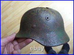 Original German WWII WW2 M42 Normandy Camo Combat Helmet