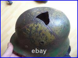 Original German WWII WW2 M42 Normandy Camo Combat Helmet