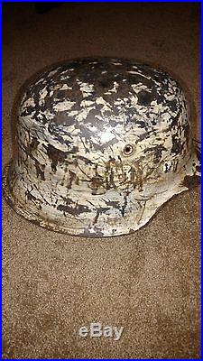 Original M42 WW2 German winter camo helmet