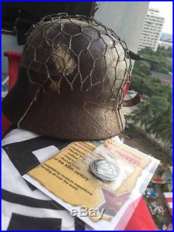 Original Nice Rare Quality WW2 German Special Troops M-40 Helmet w. Certificate