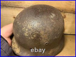 Original WW2 Camouflaged Barn Find M35 German Helmet Lots of paint