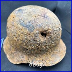 Original WW2 German Army Relic Combat Helmet Battle Damage