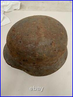 Original WW2 German Army Relic Helmet Loads of paint Named
