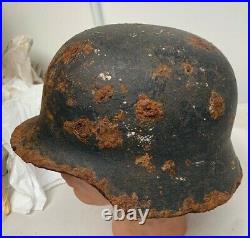 Original WW2 German Army Relic Helmet Loads of paint White wash & Luftwaffe