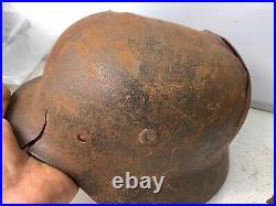 Original WW2 German Army Wehrmacht Helmet Relic Nice Paint Blast Damaged