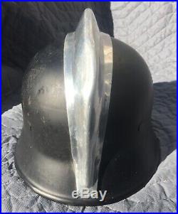 Original WW2 German Fire Fireman's Police Helmet With Comb and Nice Liner NoRsv