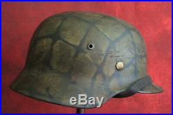 Original WW2 German Helmet M35 Camo Sachsische Emaillerwerk SE64 Supe Nice #4709