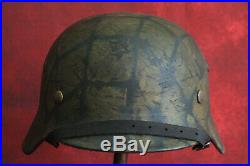 Original WW2 German Helmet M35 Camo Sachsische Emaillerwerk SE64 Supe Nice #4709