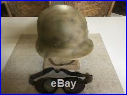 Original WW2 German Helmet M40 Shell Quist 64 With Reproduction Liner / Goggles