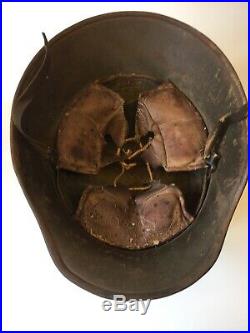 Original WW2 German Helmet W Pads & Chin Buckle