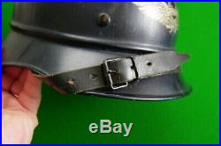 Original WW2 German Luftshultz Helmet with Strap and Liner Stamped Up Inside