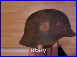 Original WW2 German Luftwaffe Helmet double decal m35 helmet
