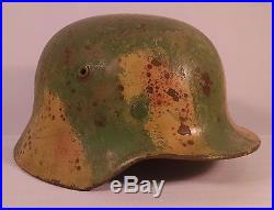 Original WW2 German M40 Camo Helmet Named and Inscribed No Reserve