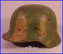 Original WW2 German M40 SD Camo Helmet Named and Inscribed No Reserve