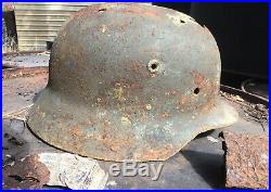 Original WW2 German M-40 Helmet From Koenigsberg Belt Buckle And Other Relics