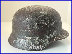 Original WW2 WWII German soldier M40 Helmet from Kurland battlefield #83