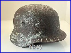 Original WW2 WWII German soldier M40 Helmet from Kurland battlefield #83