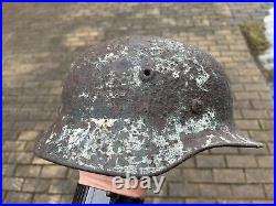 Original WW2 WWII German soldier M40 Helmet from Kurland battlefield #83