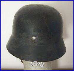Original WWII / WW2 German steel helmet with liner, chinstrap etc. NAMED