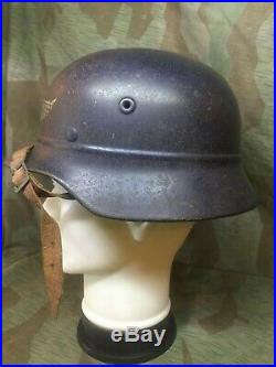 Original Ww2 German Luftschutz Beaded Combat Style Helmet Shows Period Use
