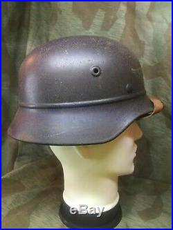 Original Ww2 German Luftschutz Beaded Combat Style Helmet Shows Period Use