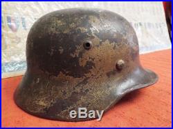 Original Ww2 German Normandy Camo M-35 Steel Helmet