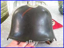 Original signed German Helmet Feuerschutzpolizei police fireman Mohawk WW2 Army