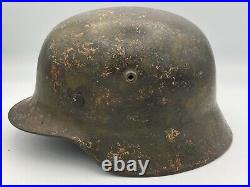 Original ww2 german helmet green yellow italian camo M35 size 64 one looker