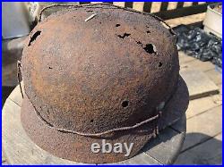 RARE 100% All Orig WW2 German M35 Wire Helmet